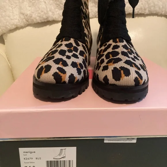 1. Kate Spade Shoes | Kate Spade New
Leopard Print Knit Combat Boots 7.5 - Picture 2 of 3